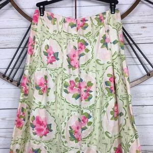 J Jill Linen Skirt Floral Spring Easter XS